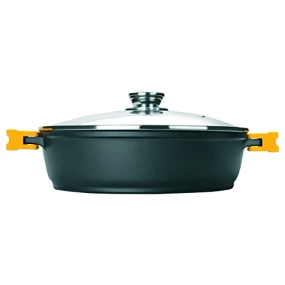 Image of IBILI Evolution Cast Aluminium Stew Pot, Glass Lid and Silicone Grips, 24 cm, Non Stick, Suitable for Induction Hobs