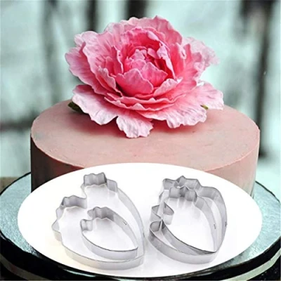 Image of DUBENS Set of 4 Peony Flower Cookie Cutter 3D Sugarcraft Fondant Cake Pastry Baking Mould DIY Decorating Tools