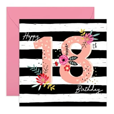 Image of Central 23 Cute 18th Birthday Card for Girls &#039;Happy Birthday&#039; Pretty Her Sister Ideal Daughter Comes with Fun Stickers