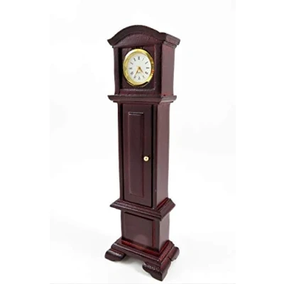 Image of Melody Jane Dolls House Working Grandfather Clock Mahogany Miniature Hall Furniture
