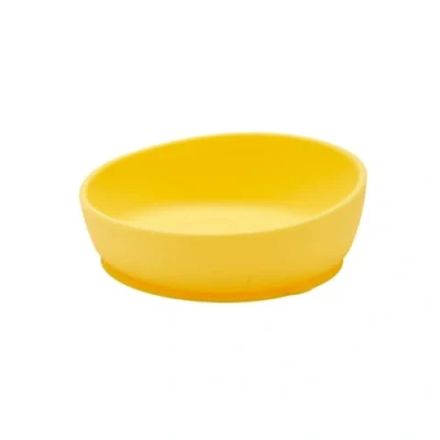Image of Doidy Silicone Baby Bowl Soft Pliable Suction Bowls for Weaning Non Slip Feeding Slanted High Side Design Use from 6+ Months to Toddler (Yellow)