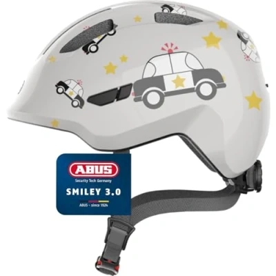 Image of ABUS Smiley 3.0 children&#039;s helmet bike with a low fit, child friendly designs &amp; space for pigtail girls and boys