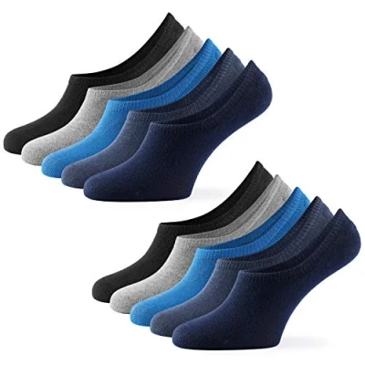 Image of Mens Invisible No Show Low Cut Socks(10 Pair Pack) by Mat &amp; Vic&#039;s Cotton Classic Comfortable Breathable (UK &#039;6 9 / EU 39 42, Jeans Colours)