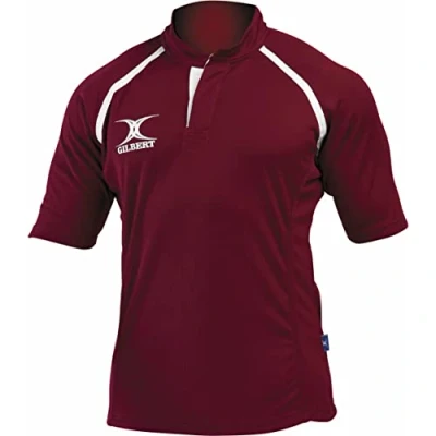 Image of Gilbert Xact II Plain Rugby Shirt Junior MAROON (12 13 Years)