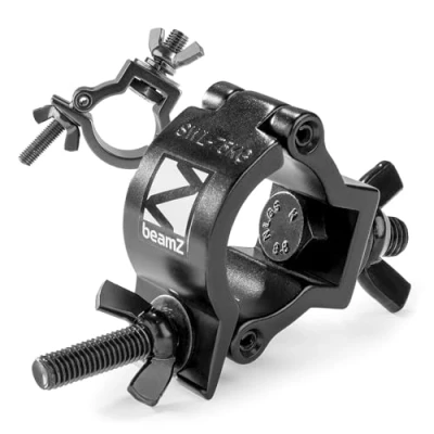 Image of beamz 2x BC38B 75 Half Coupler Stage Lighting Clamps, Black Aluminum, 75kg Load Capacity, Fits 32 39mm Tubes, Ideal for Theatrical and Lighting, Clamp