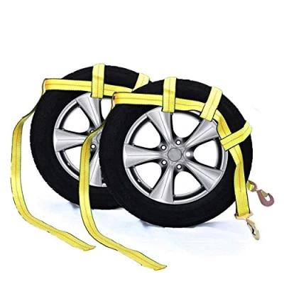 Image of Tow Dolly Basket Strap with Twisted Snap Hooks for Small to Medium Size Tires By Robbor Brand 2 inch Webbing 12,000 lbs Breaking Strength Tire Bonnet&amp;Tire Net Fits Most 14 17&quot;