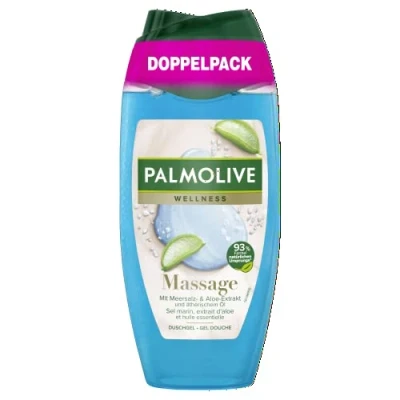 Image of Palmolive Shower Gel Wellness Massage 2 x 250 ml with Sea Salt, Aloe Extract &amp; Essential Oil