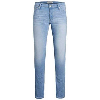 Image of JACK &amp; JONES Men&#039;s Blue Jeans Slim Fit Denim Pants for Men, Denim, 30W / 32L