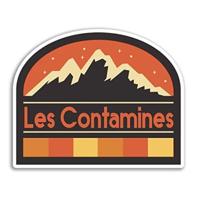 Image of 2 x 10cm Wide Les Contamines Vinyl Stickers France French Mountains Ski Travel Holiday Sticker #77391