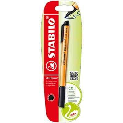 Image of STABILO Eco Friendly Fibre Tip Sign Pen GREENpoint Pack of 1 Black