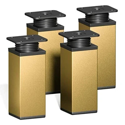 Image of sossai® Design Furniture feet MFV1 Height Adjustable Set of 4 Square Profile: 40 x mm Color: Gold Height: 100mm (+ 20mm) Material: Aluminum Wood Screws Included
