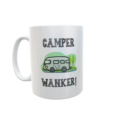 Image of Decalarama Camper Mug Gift Wanker Novelty Cute Rude Funny Campervan Holiday Travel Vacation Cup Present