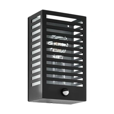 Image of Eglo Outdoor Wall Light Alamonte 3, Outside lamp Made of Black Metal, spot with Motion Detector, Porch Lighting E27 Socket, IP44