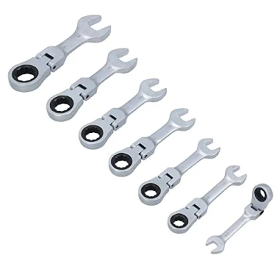 Image of AB Tools Imperial SAE AF Stubby Flexi Headed Ratchet Spanners Spanner 5/16 3/4&quot; 7pc