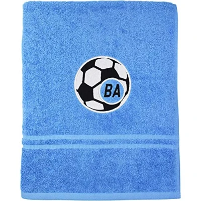 Image of TeddyTs Personalised Football Initials Embroidered Towel (Blue)