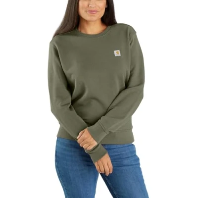Image of Carhartt Women&#039;s Relaxed Fit Midweight French Terry Crewneck Sweatshirt, Dusty Olive, XL