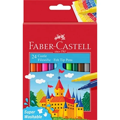 Image of Faber Castell Castle 554202 Felt Tip Pens Pack of 24 in Cardboard Case