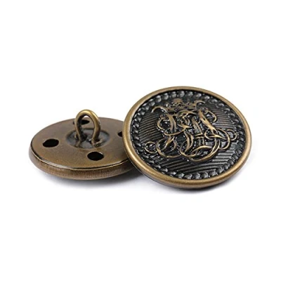Image of 12 Pieces Metal Buttons for Men Women Suit Garment Shank Jeans Fasteners with Flower Basket DIY Sewing Accessories Bronze Coloured 18mm