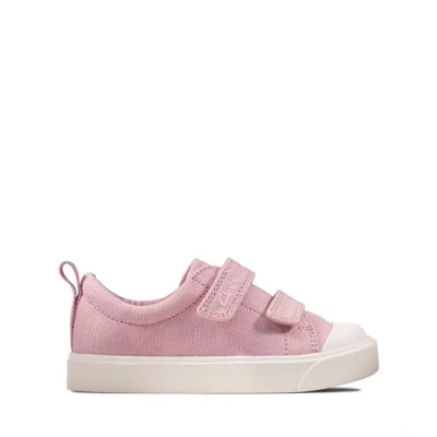 Image of Clarks Girl&#039;s City Bright T Low Top Sneakers, Pink Canvas, 4.5 UK