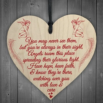 Image of RED OCEAN Glorious Light Angels Memorial Bereavement Poem Hanging Plaque Mum Dad Heaven Love Sign