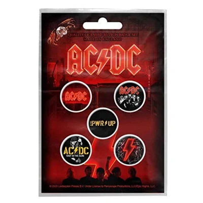 Image of AC/DC Button Badge PWR UP Band Logo Official 5 x Pin One Size