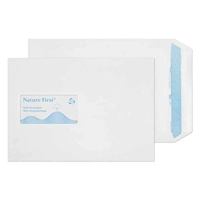 Image of Blake Purely Environmental C5 229 x 162 mm 90 gsm Nature First Recycled Pocket Self Seal Window Envelopes (RN17084) White Pack of 500