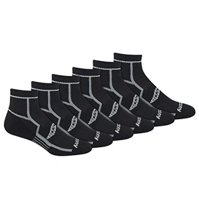 Image of Saucony Men&#039;s Bolt Performance Quarter Socks 6/12, L XL Running, Black Basic (6 Pairs), Large