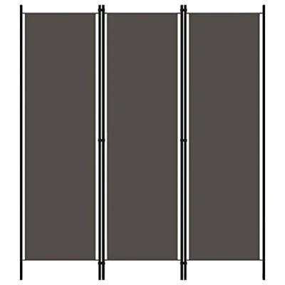 Image of vidaXL 3 Panel Room Divider Folding Screen Movable Partition Privacy Separator Wall Furniture Indoor Bedroom Office Anthracite 150x180 cm