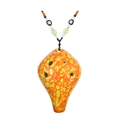 Image of Ocarina 6 Hole Strawfire Triforce Legend of Zelda Ceramic (Ocarina Yellow)