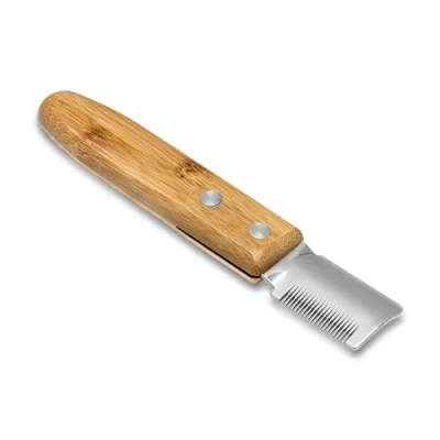Image of Mikki Bamboo Stripping Knife for Dog Grooming, Overgrown Hair from Top Coat, Long Lasting Anti Rust Blades, Easy Hold Contoured Handle, Fine Tooth Silky Coated Dogs