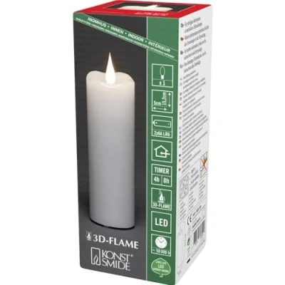 Image of Konstsmide Slim Battery Candles / 3D Living Light/Battery Operated Flickering Moving Flame Candle/Real Wax 4 or 8 Hour Timer Function 15.2 x 5 cm/Warm White