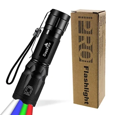 Image of 4 in 1 LED Torch Super Bright 900 Lumen Red &amp; Green Light Blue Multifunctional Handheld Flashlight Adjustable Focus Waterproof Pocket for Camping Outdoor