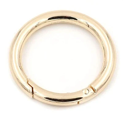 Image of Spring O Rings, 2Pcs Snap Clip Hooks, OD Φ48mm Round Carabiner Clip, Clamp Clasp Keyring Buckle for Bags Purses Handbag Strap (Gold)