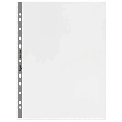 Image of Rexel Nyrex Premium A4 Punched Pocket with Grey Spine, Clear, Pack of 50, 2001018, 90 Micron