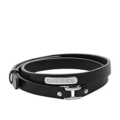 Image of Diesel Bracelet for Men , 18 cm 19.5 black Leather Bracelet, DX0971040