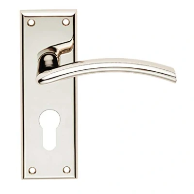 Image of Carlisle Brass Serozzetta Trenta Lever On Backplate Euro 47.5mm Polished Nickel Includes a Pair of Handles &amp; fixings