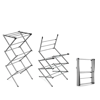 Image of InnovaGoods Foldable and extendable Metal Clothes Rack with 3 cloxy Heights (11 Bars), Iron, Silver, Standard