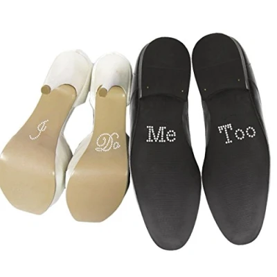 Image of Set of&quot;I Do&quot;&quot;Me Too&quot; Crystal Rhinestone Wedding Shoe Stickers, Silver