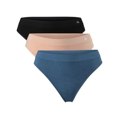 Image of DANISH ENDURANCE 3 Pack Women&#039;s Seamless Bamboo Thongs Panties, Super Soft Breathable Comfortable Underwear, Multicolour (1x Black, 1x Lyon&#039;s Blue, Nude Beige), XS S