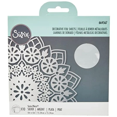 Image of Sizzix Effectz Decorative 664567, Metallic Transfer 6&quot; x 10, Foil Sheets Silver, One Size