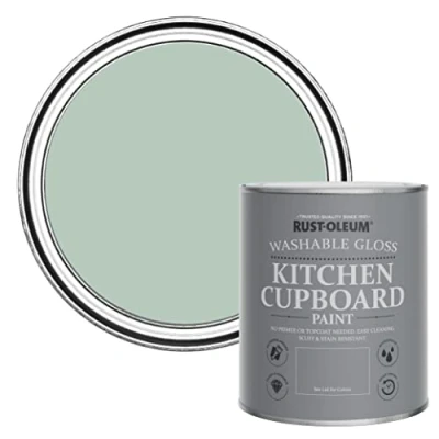 Image of Rust Oleum Green Kitchen Cupboard Paint in Gloss Finish Leaplish 750ml