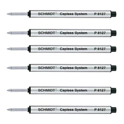 Image of Schmidt: Medium Capless P8127 Rollerball Refill, Black Ink, Pack of 6.