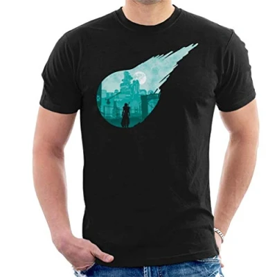 Image of Final Fantasy VII Midgar Meteor Silhouette Men&#039;s T Shirt Black