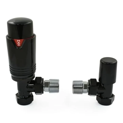 Image of Thermostatic Radiator Valve Angled TRV Style (All Black)