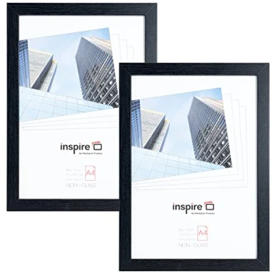 Image of Hampton Frames Twin Pack OXFORD A4 (21x30cm) Black Picture Poster Photo Frame Plexi (Non Glass) OXFA4NG 2
