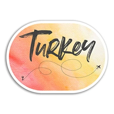 Image of 2 x 10cm Turkey Vinyl Stickers Turkish Travel Sticker Luggage Laptop #17902 (10cm Wide)