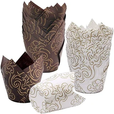Image of Youery Muffin case,100PCS Cupcake Cases,Tulip Greaseproof Paper Wraps,Tulip Baking Cups,Muffin Liners,Baking Cases,Wraps Cases,Baking for Coffee Shop