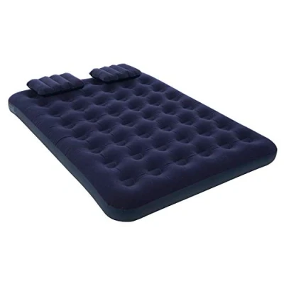 Image of Hillington Queen Size Flocked Air Bed with Pillows Ideal for Camping or as a Temporary Guest Airbed Waterproof Topping and Large Valve Rapid Inflation Deflation Folds Storage