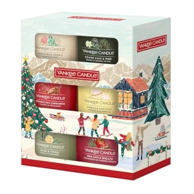 Image of Yankee Candle Christmas Scented Candles Gift Set 6 Mini Filled Votive Après Ski Collection Perfect Gifts for Women