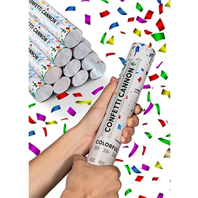 Image of Confetti Cannons 10 Pack Biodegradable Multi Colour 5 8 Metre Long Burst FSC® Party Cannon